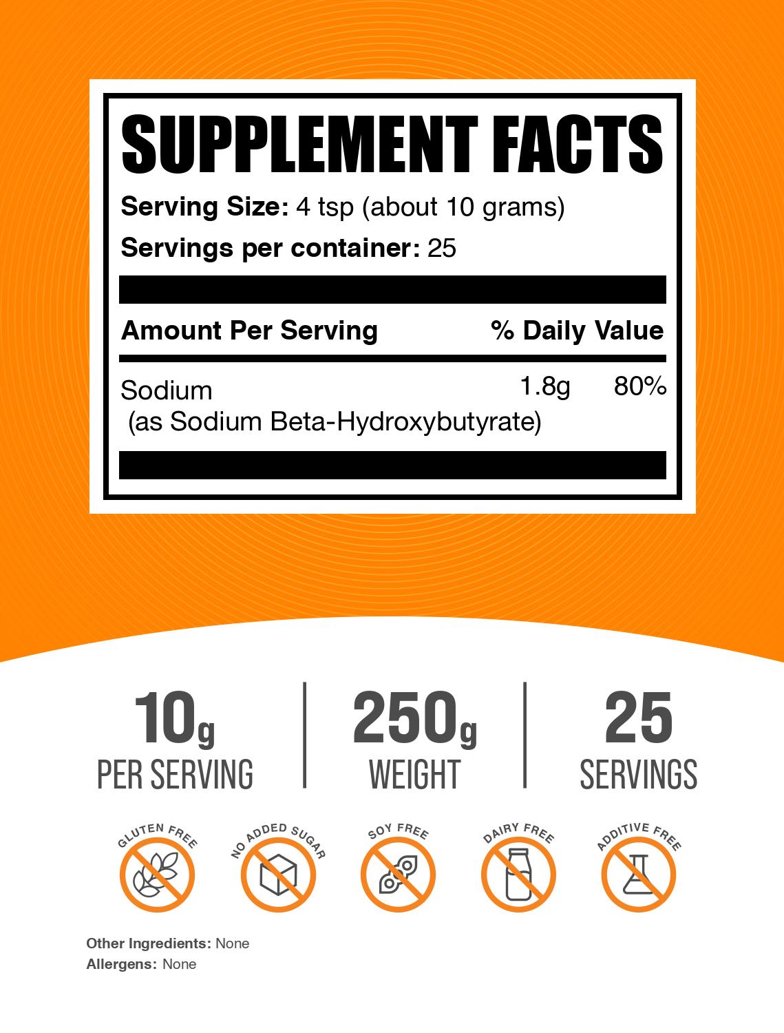 Sodium BHB powder label 250g