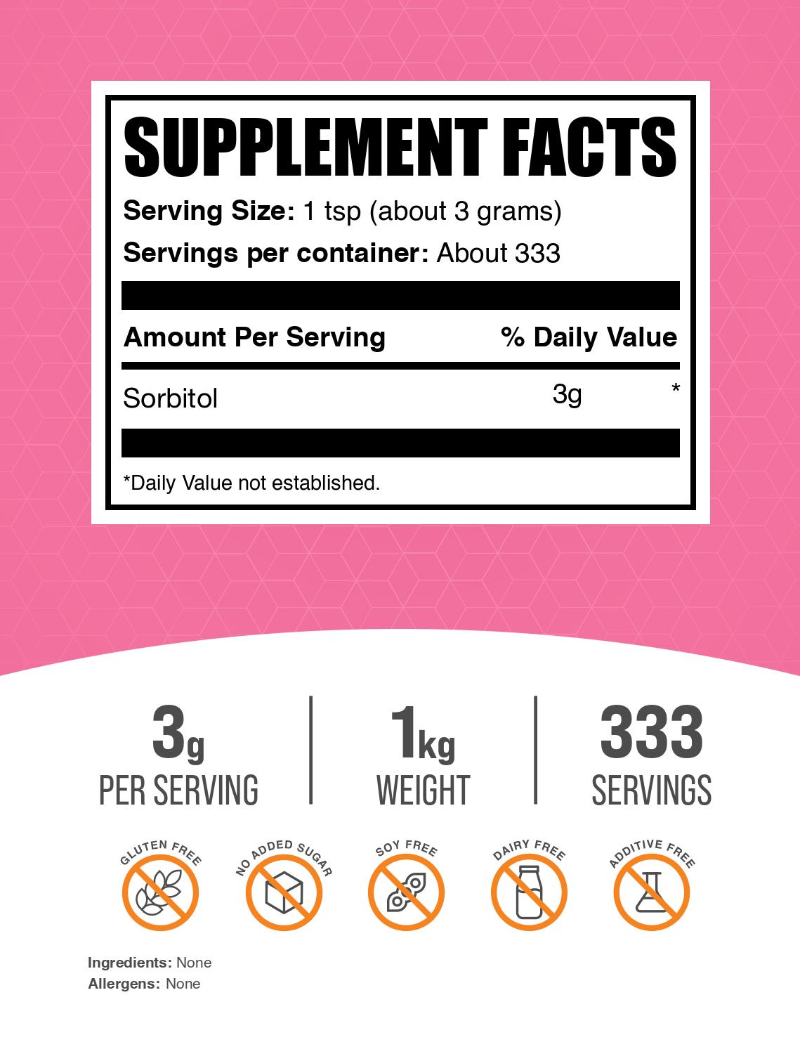 Sorbitol powder label 1kg