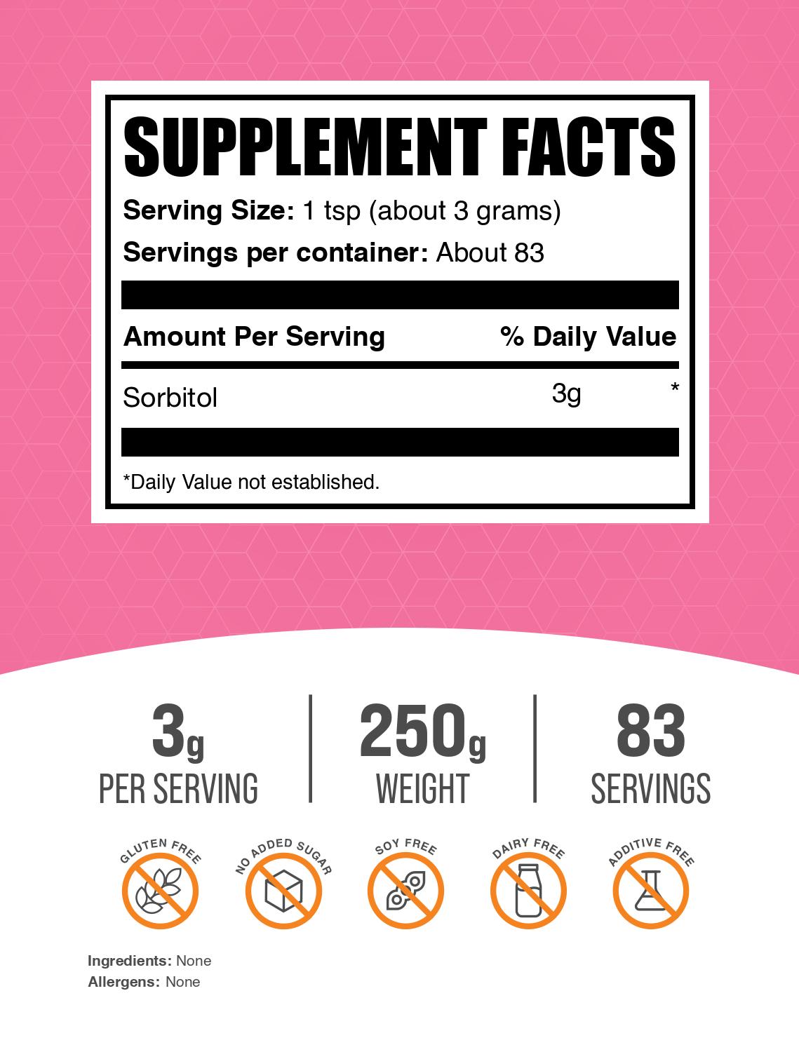 Sorbitol powder label 250g