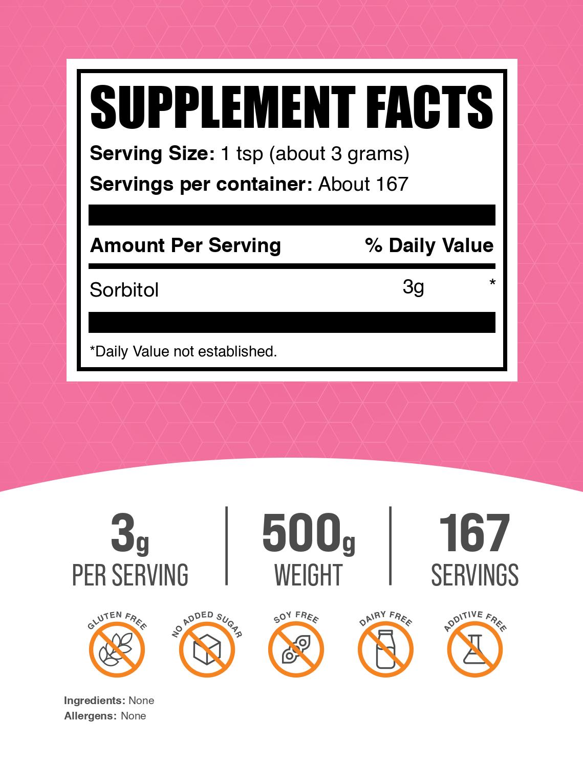 Sorbitol powder label 500g
