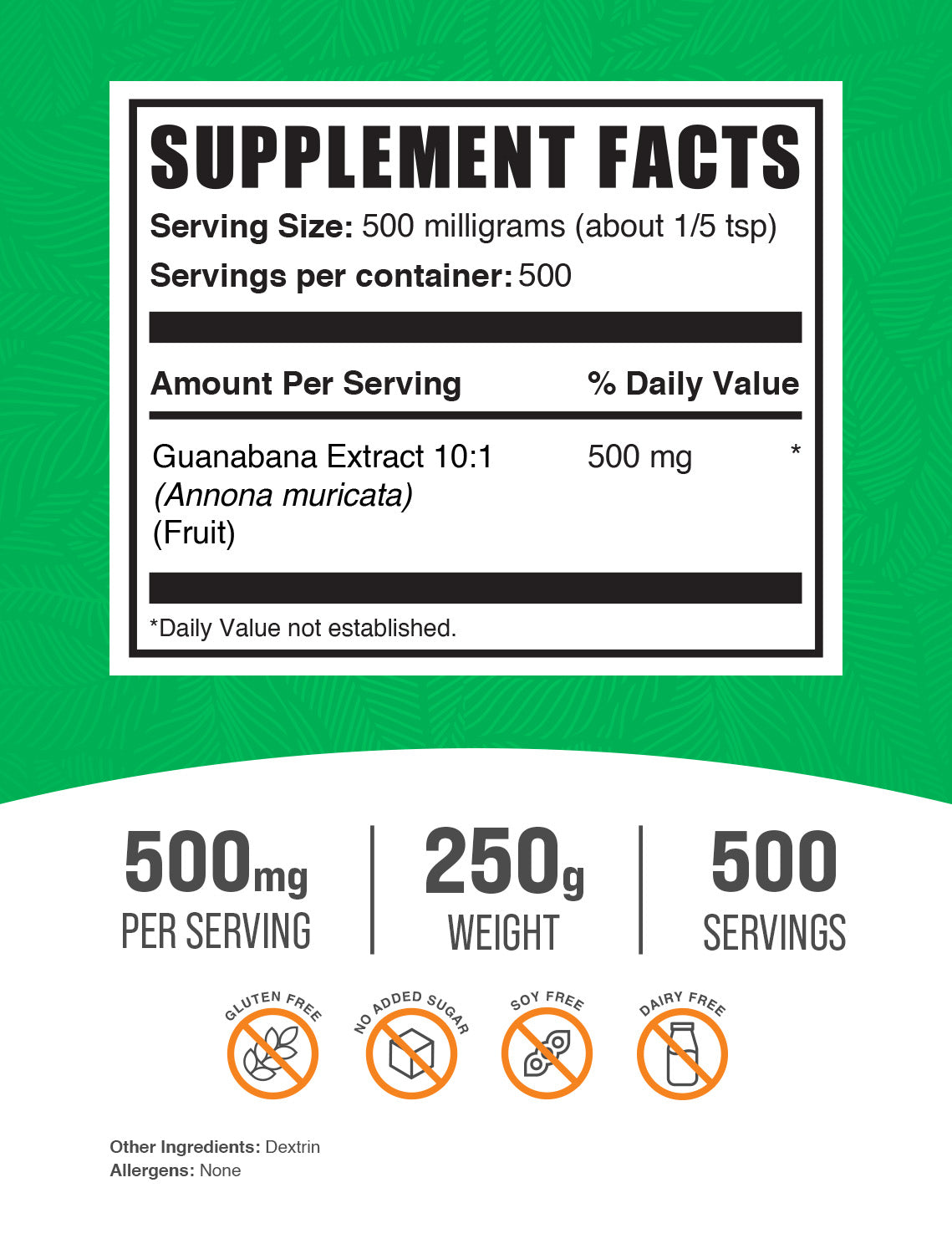 Guanabana (Soursop) extract powder label 250g