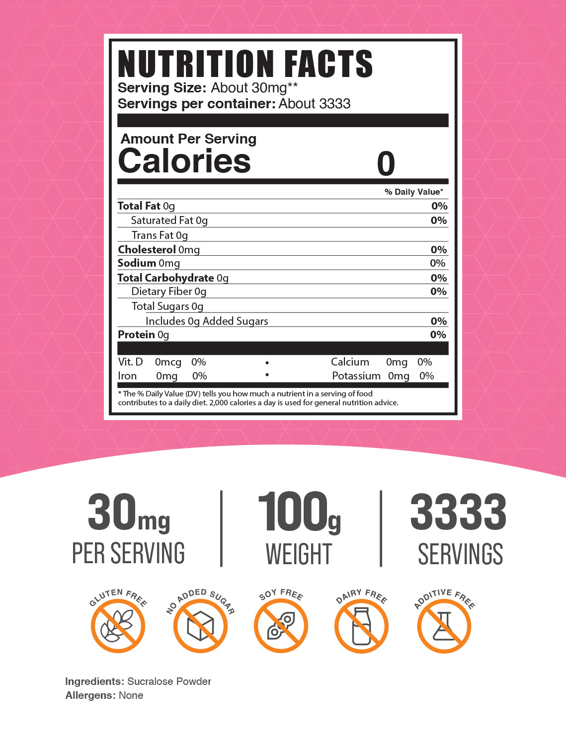Sucralose Powder 100g Label