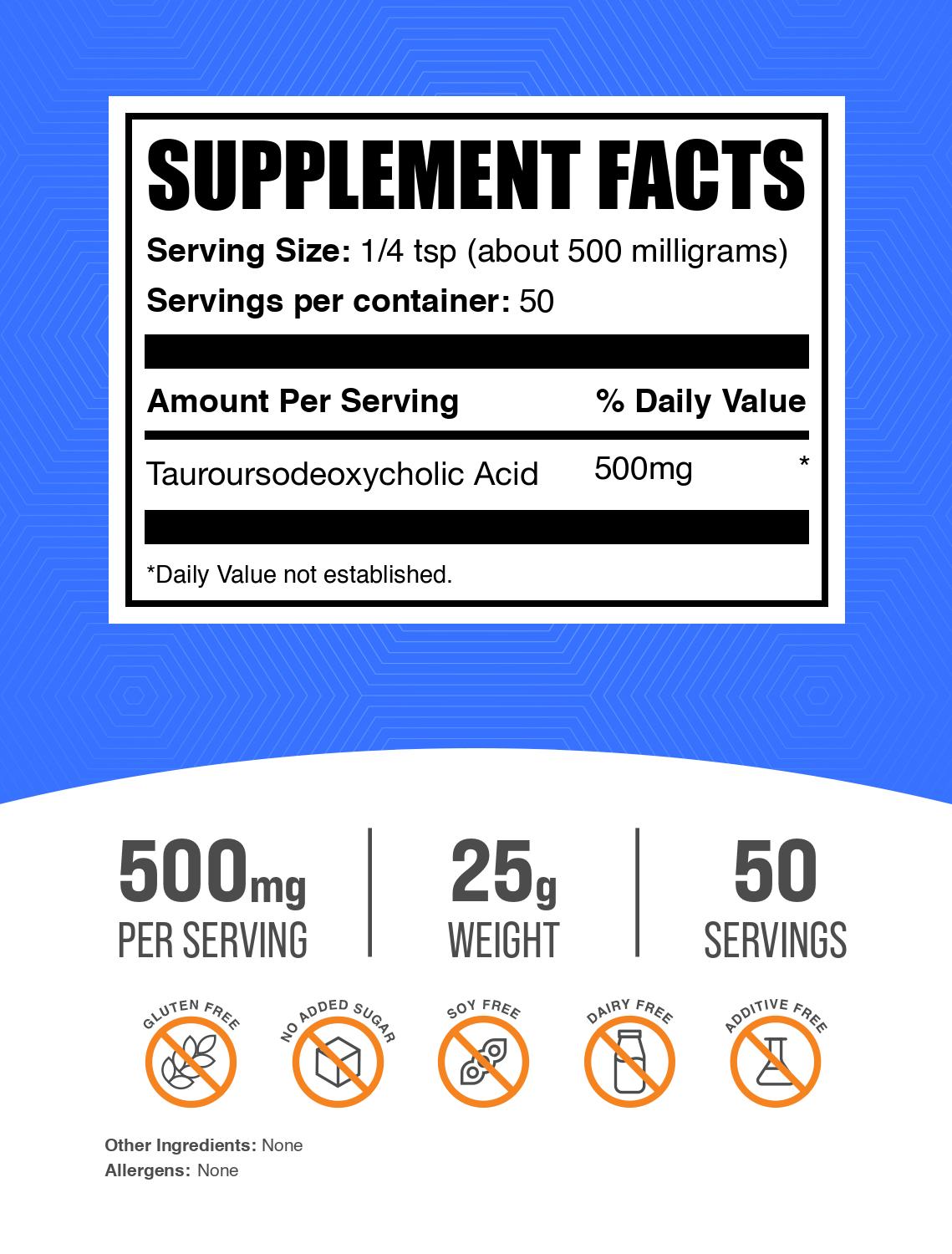 TUDCA powder label 25g