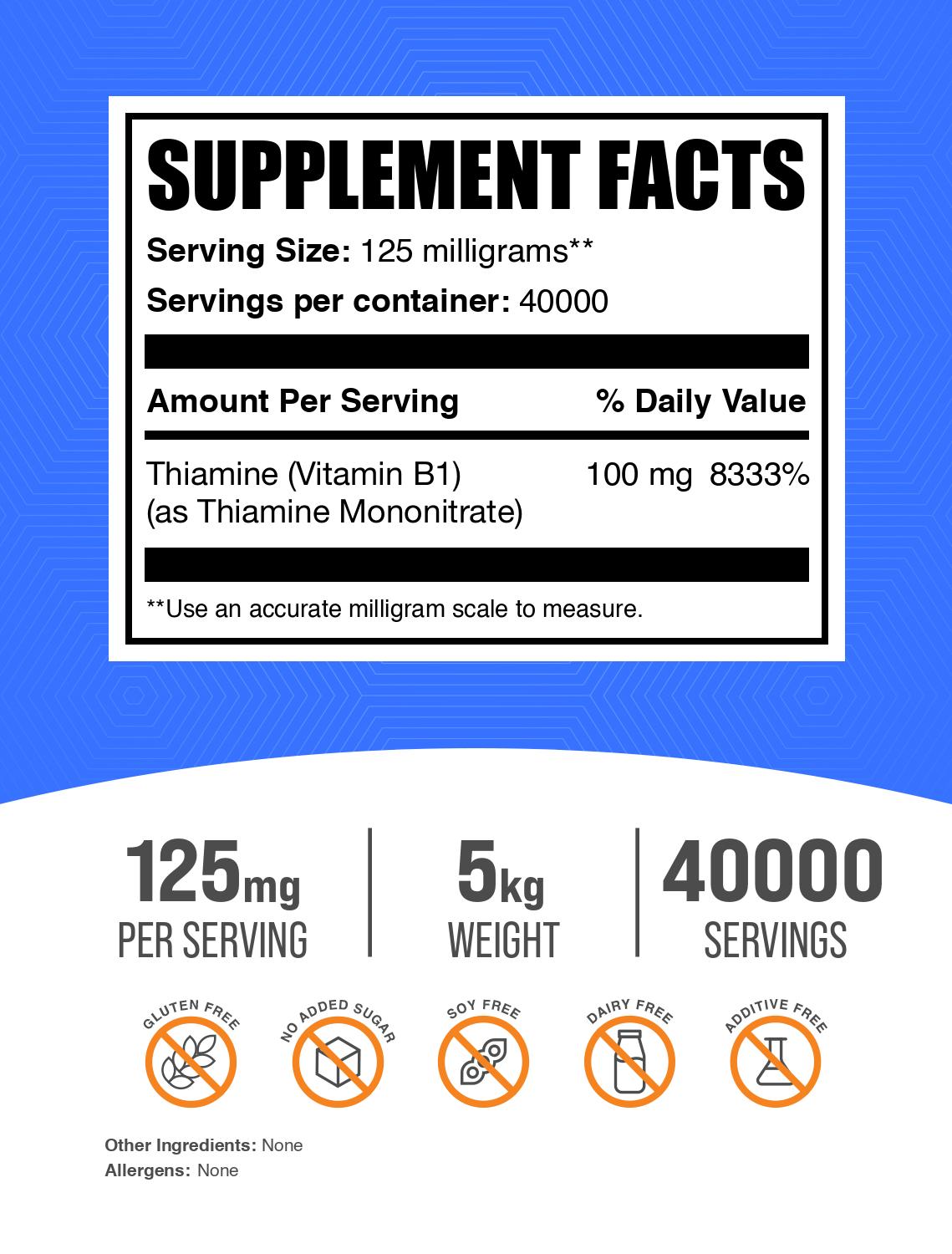 Thiamine Mononitrate (Vitamin B1) Powder label 5kg