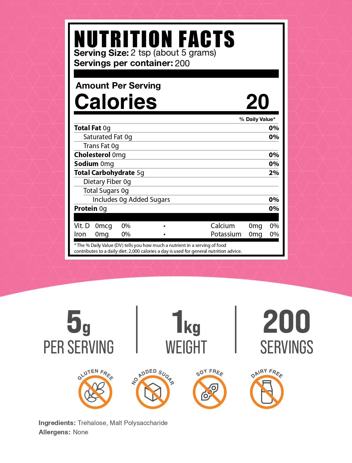 Trehalose powder label 1kg