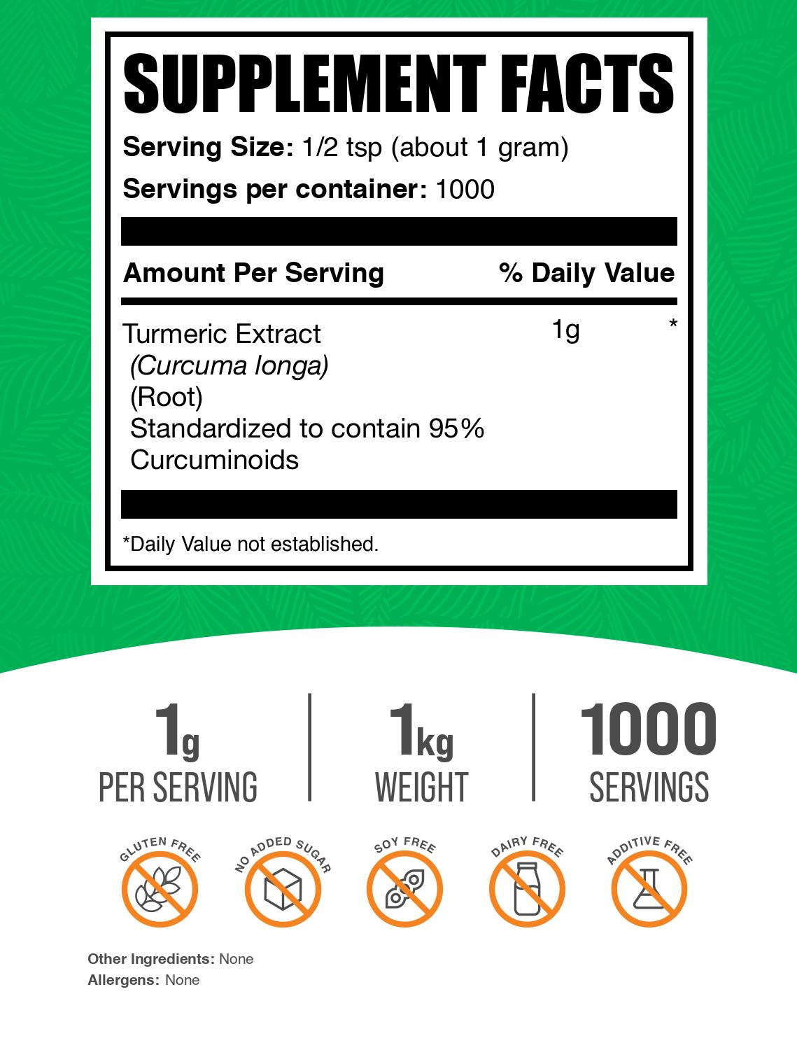 Turmeric Root Extract Powder 1kg Label