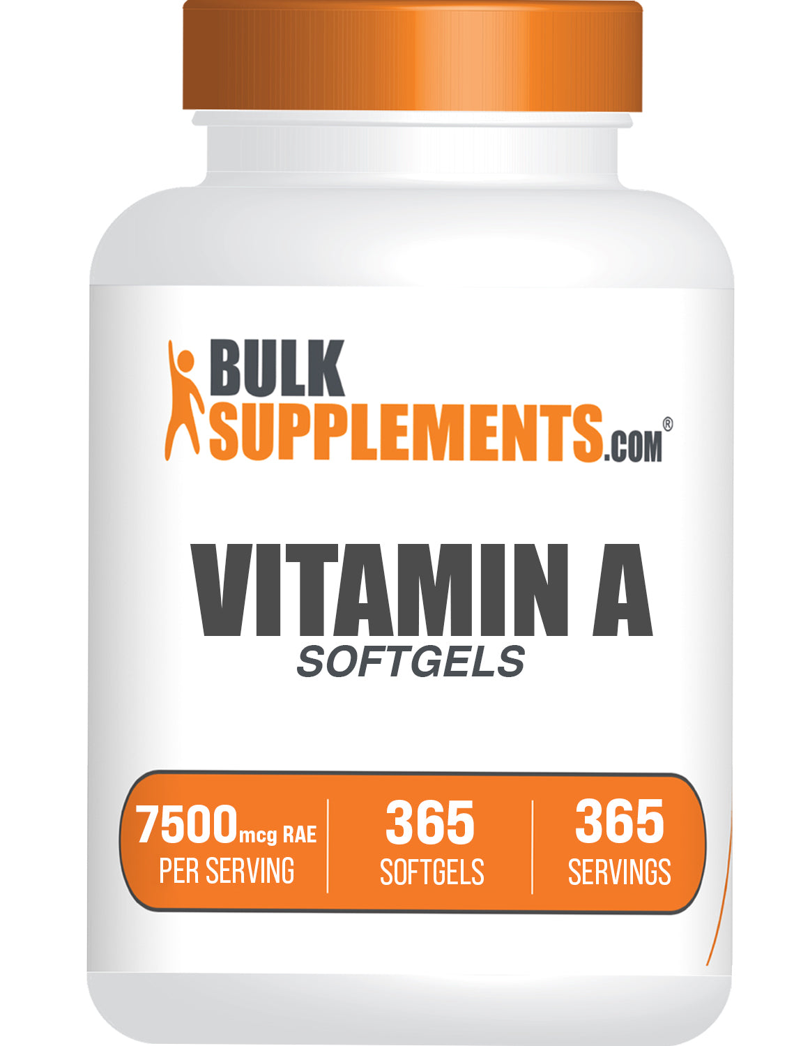 BulkSupplements.com Vitamin A 365 softgels bottle image 25000 IU