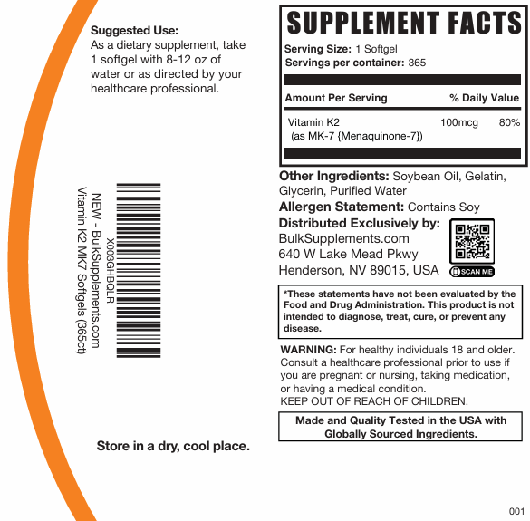 Vitamin K2 MK7 Capsules 365ct Main Image