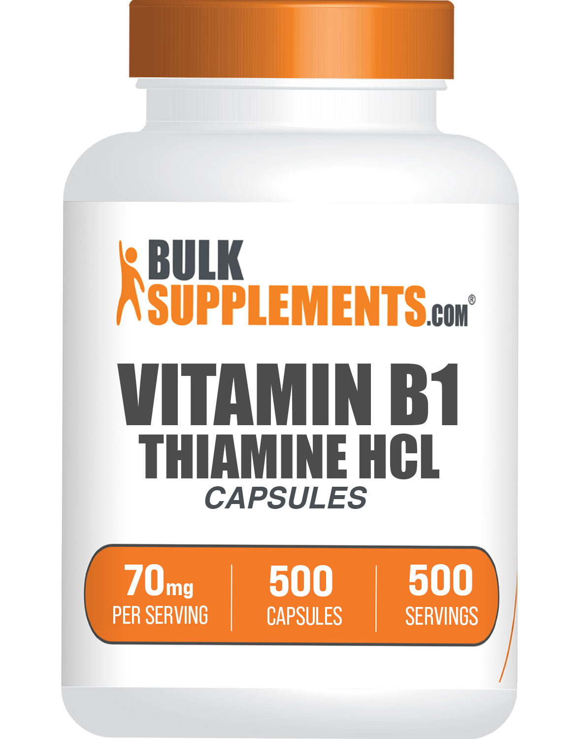 BulkSupplements.com Vitamin B1 (Thiamine HCl) 500 capsules bottle image