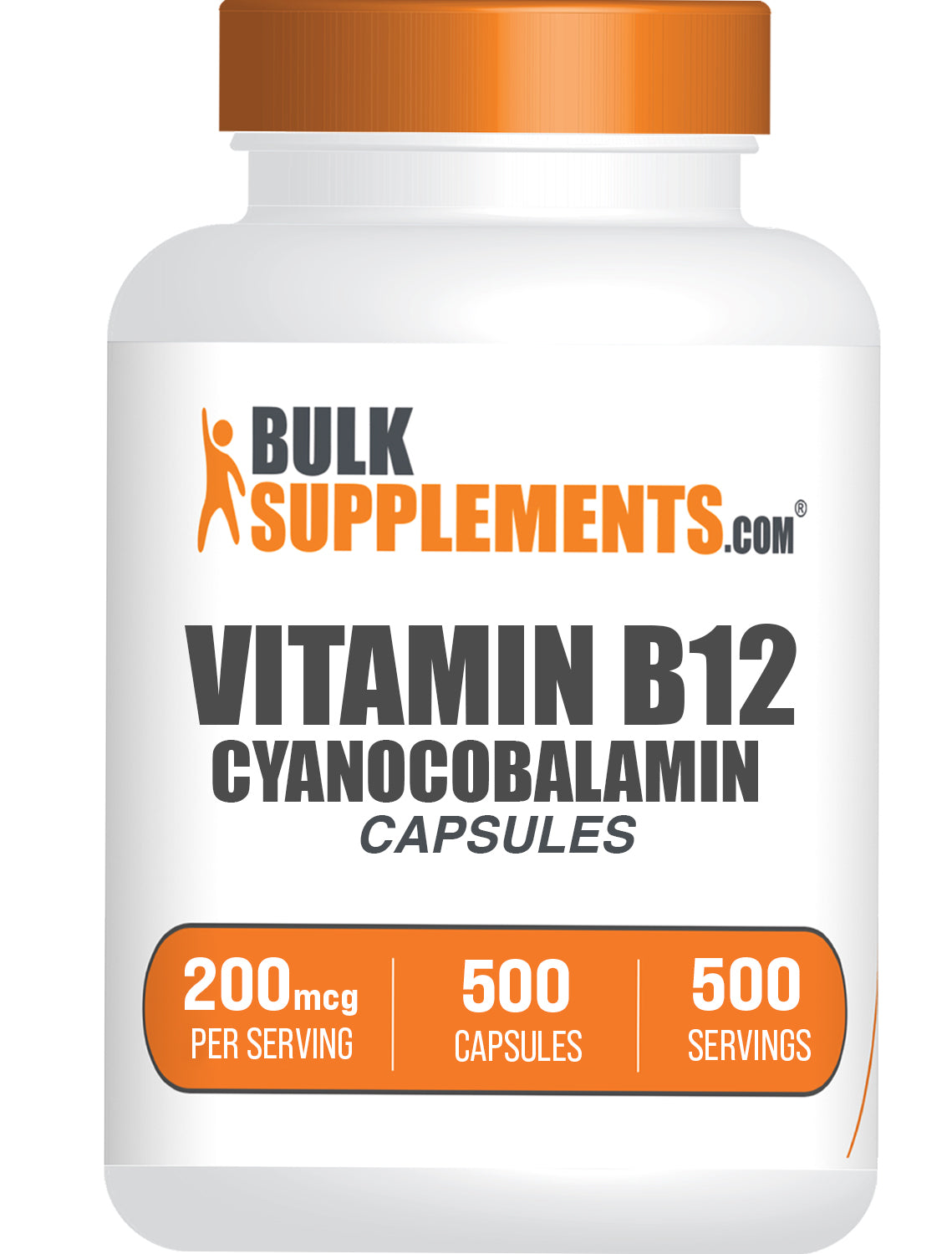 BulkSupplements.com Vitamin B12 Cyanocobalamin capsules 500 ct bottle image