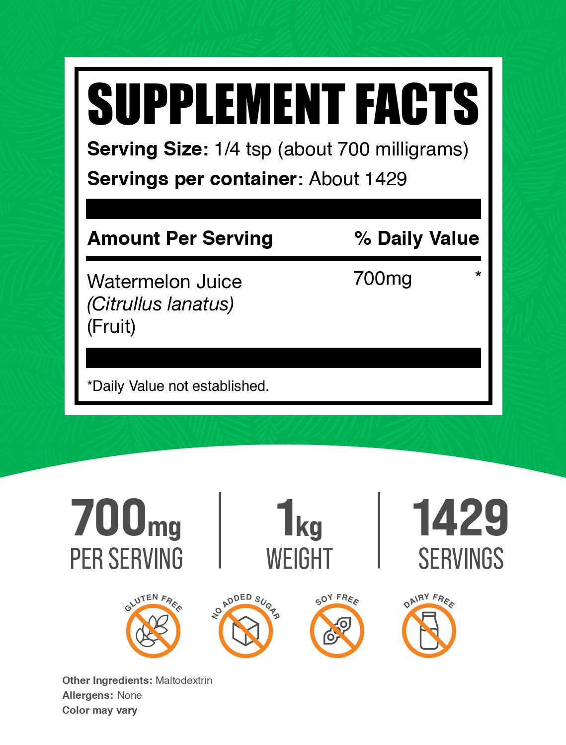 Watermelon juice powder label 1kg