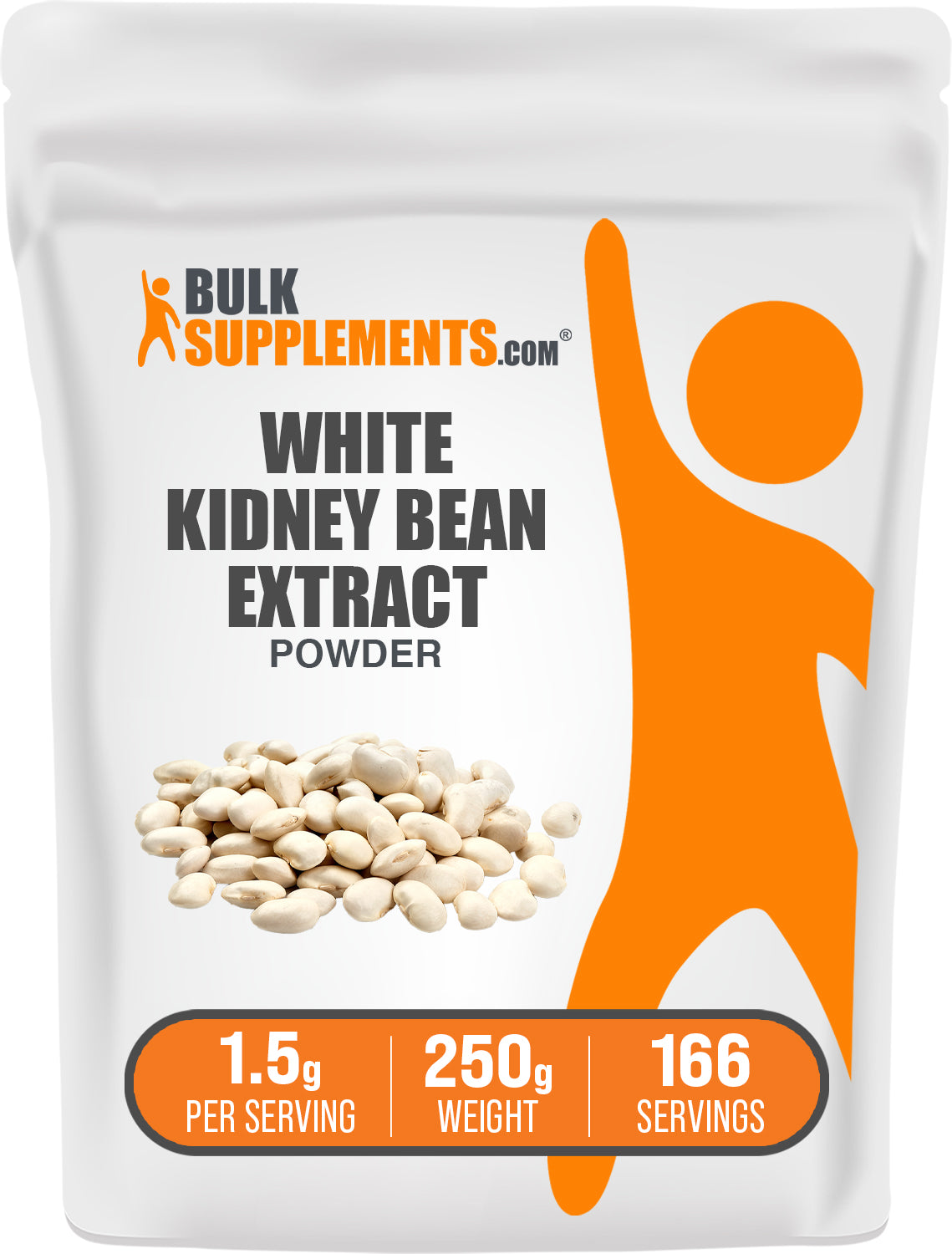 BulkSupplements.com White Kidney Bean Extract Powder 250g bag image
