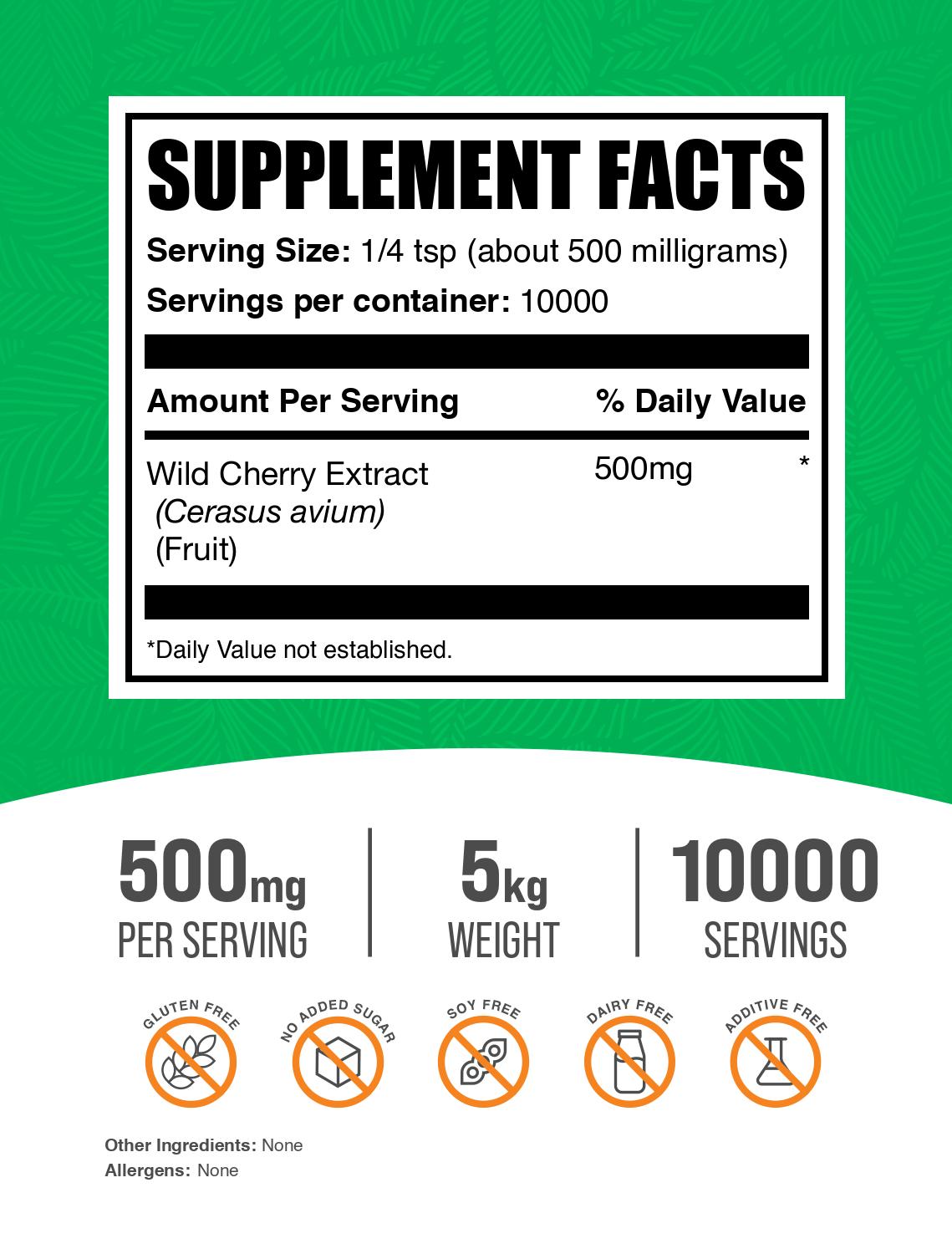 Wild cherry extract powder label 5kg