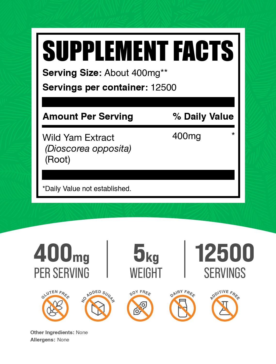 Wild yam extract powder label 5kg