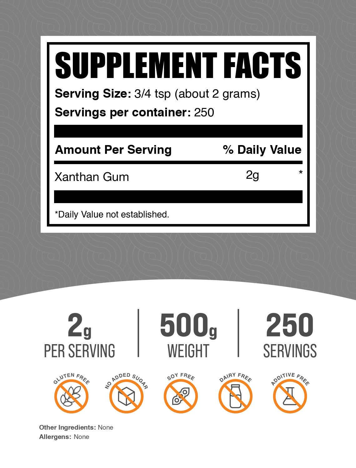 Xanthan gum powder label 500g