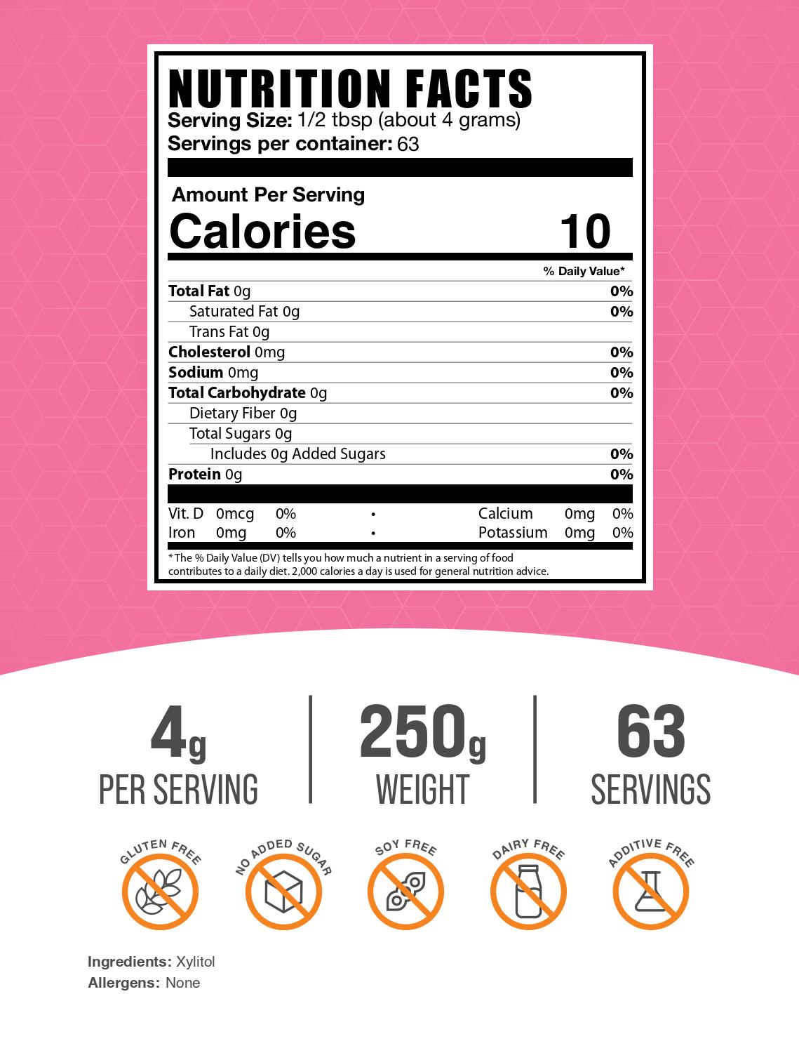 Xylitol powder label 250g