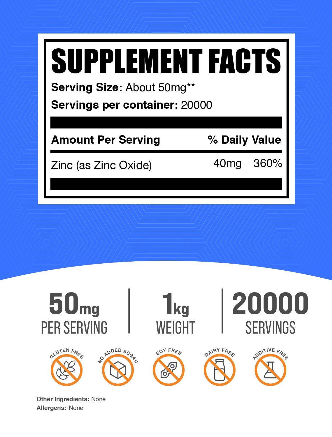 Zinc oxide powder label 1kg
