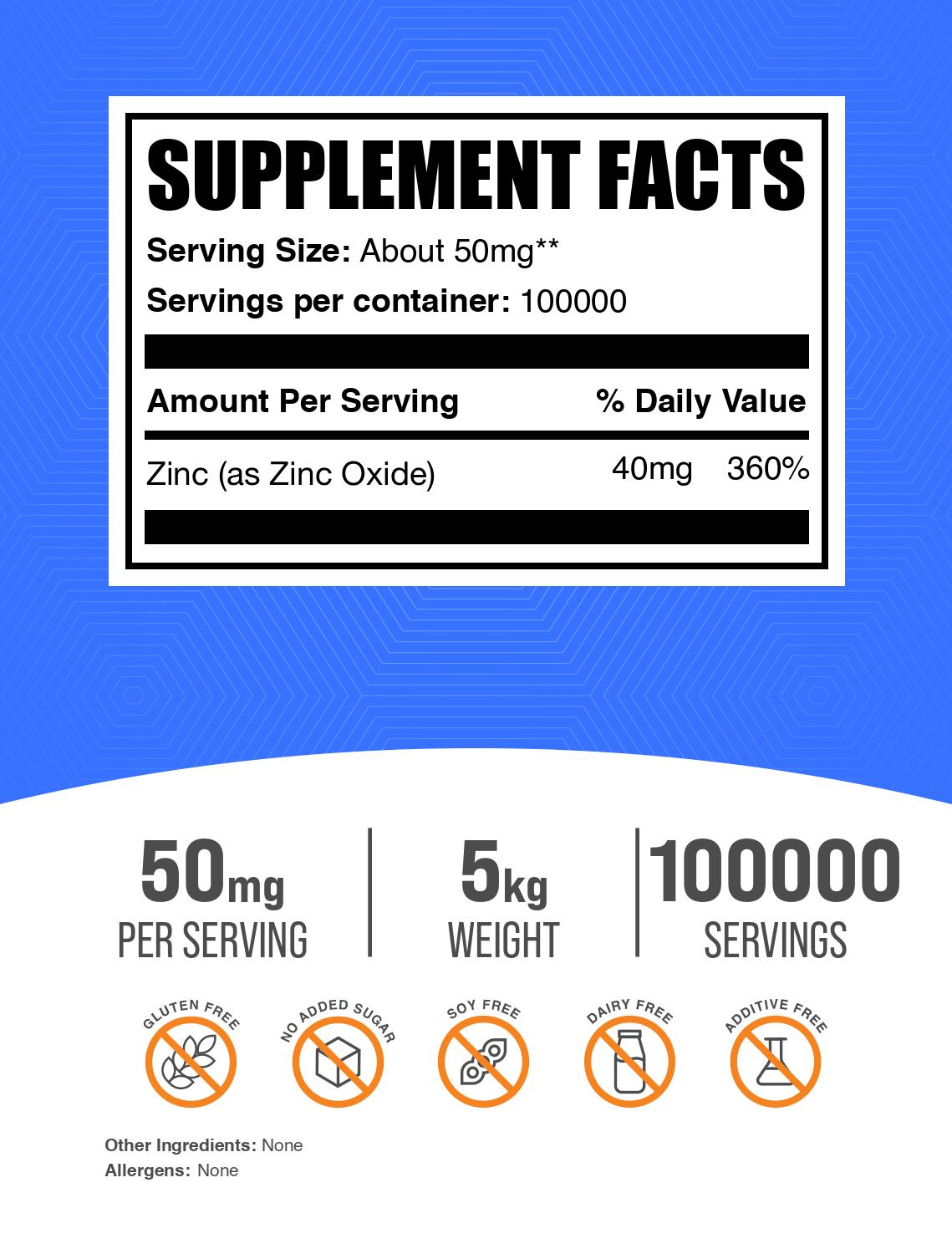Zinc oxide powder label 5kg