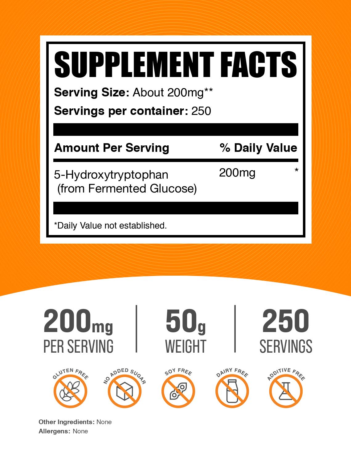 5-HTP Powder 50g Label