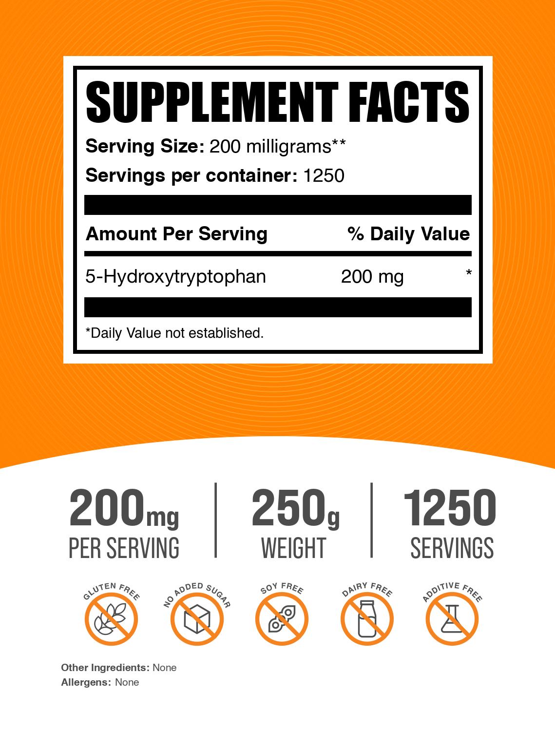 5-HTP powder label 250g