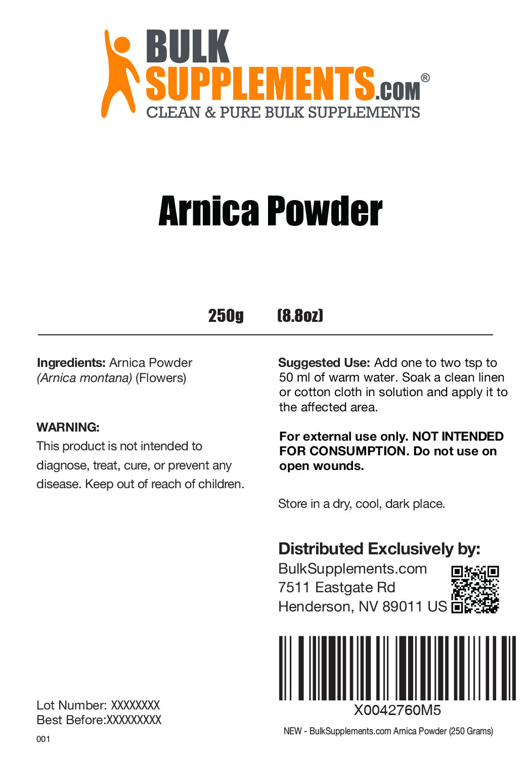 Arnika-Pulver-Etikett 250g