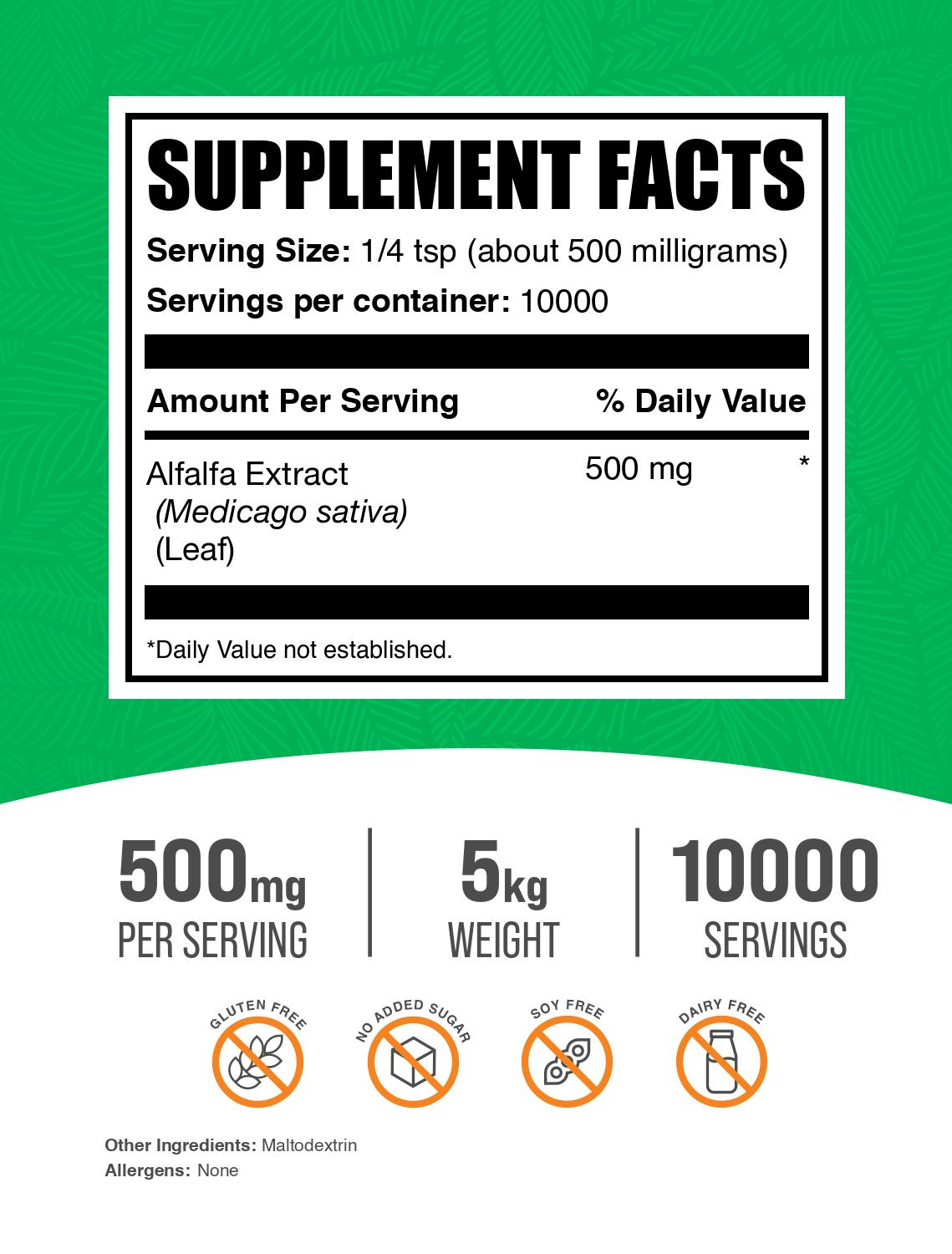 Alfalfa extract powder label 5kg