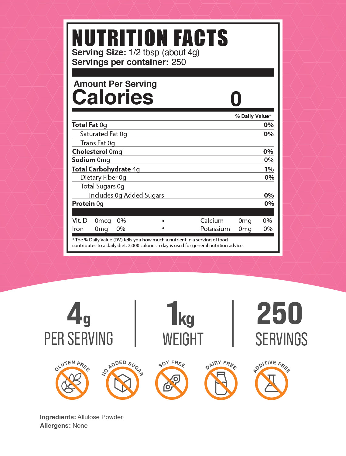 Allulose powder label 1kg