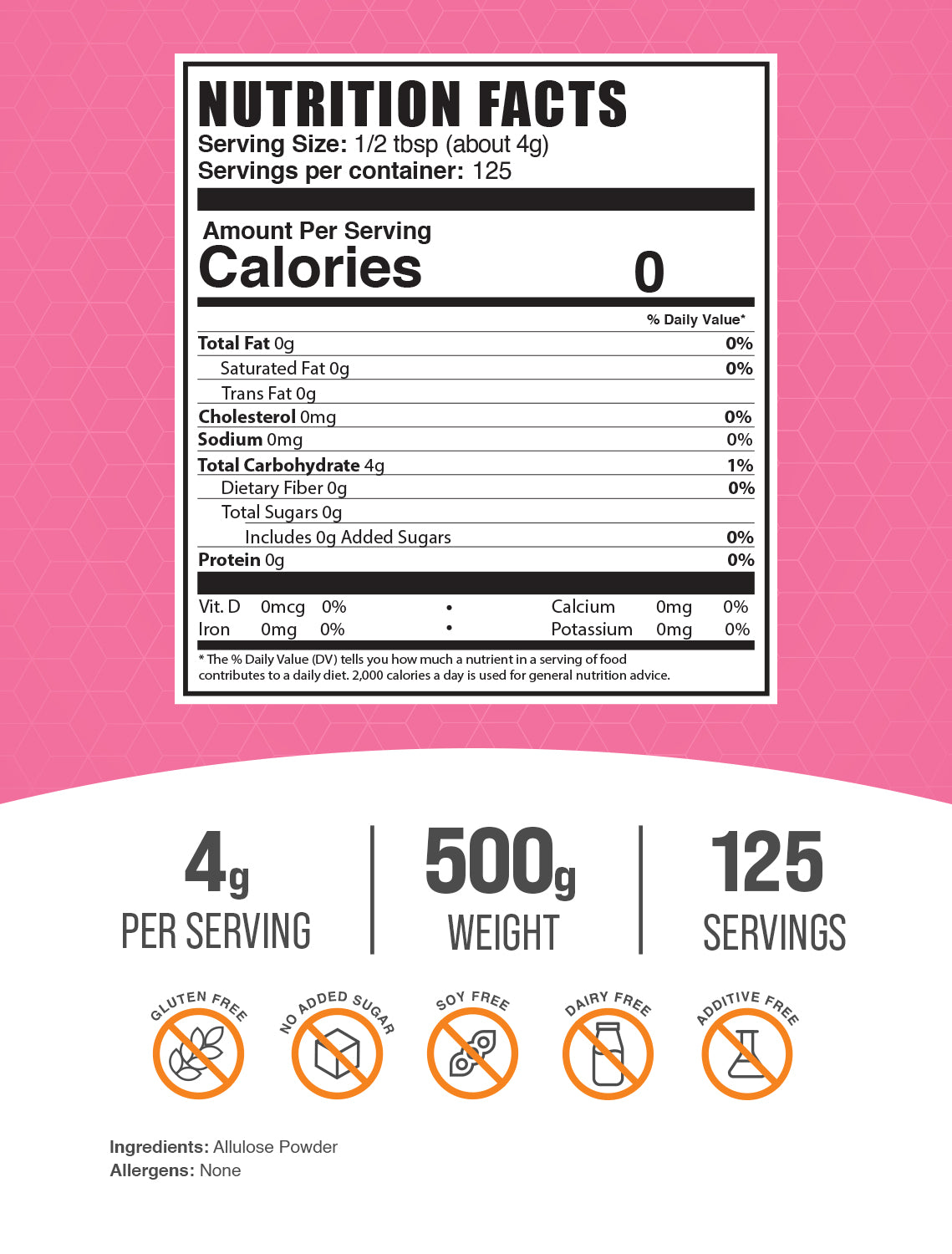 Allulose powder label 500g