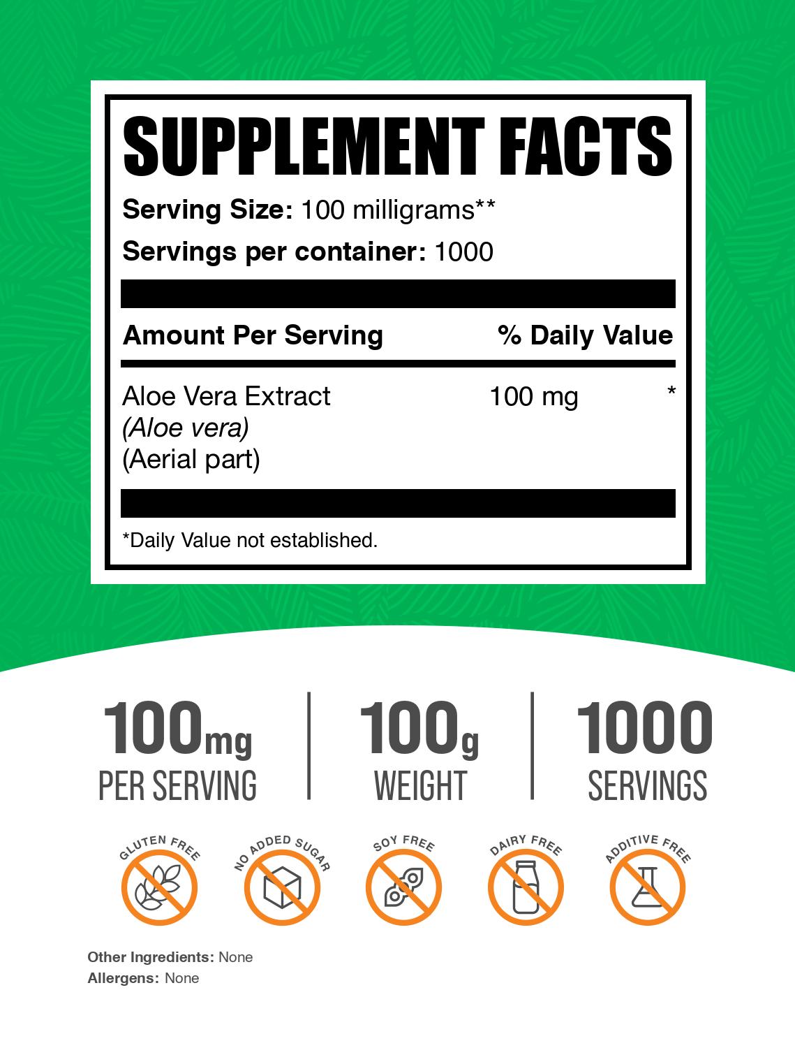 Aloe Vera Extract Powder label 100g