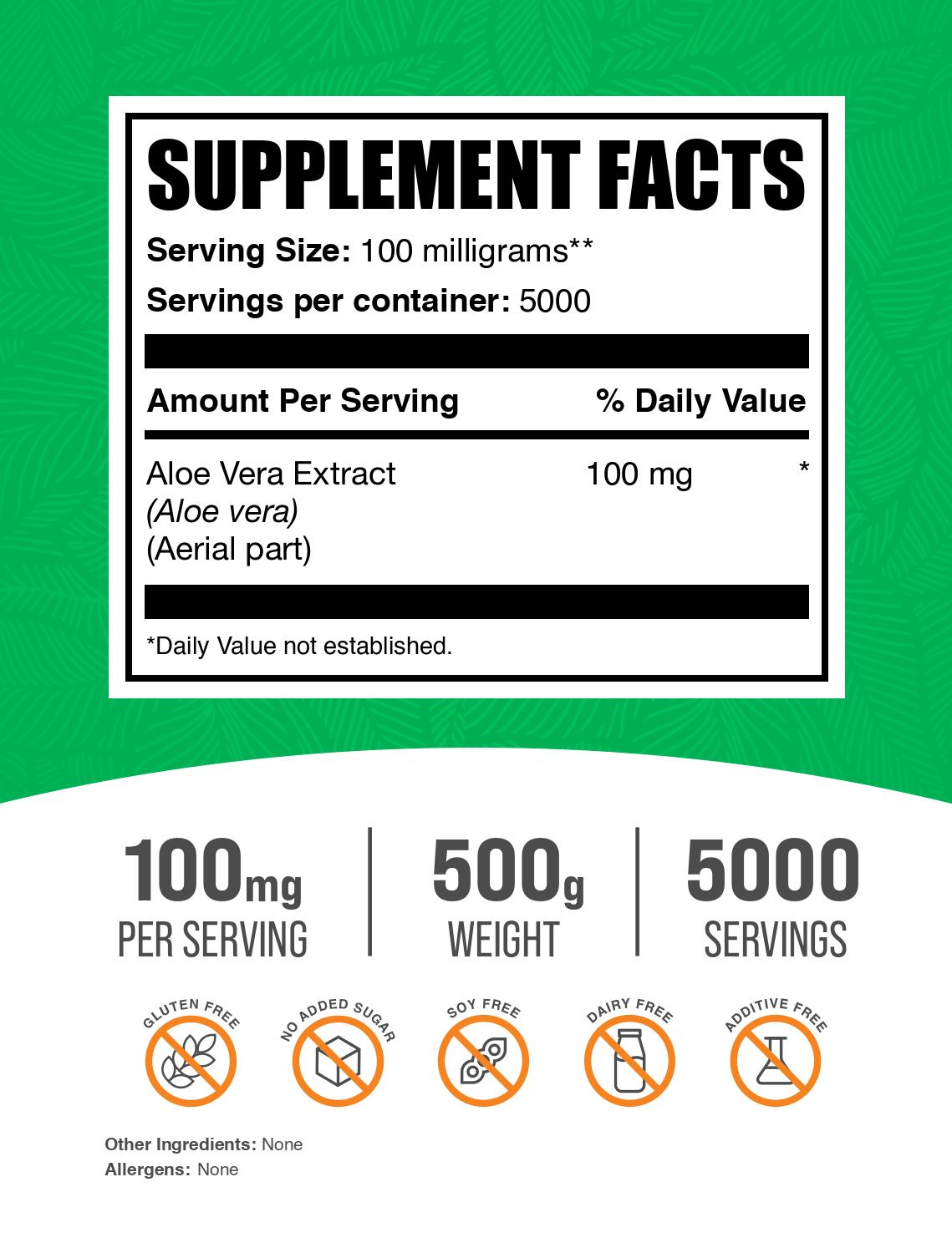 Aloe Vera Extract Powder label 500g