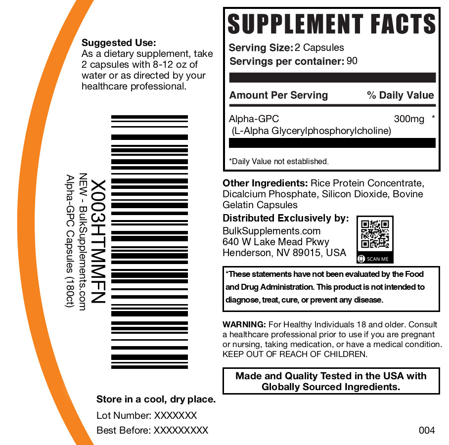 Alpha-GPC 180 capsules label