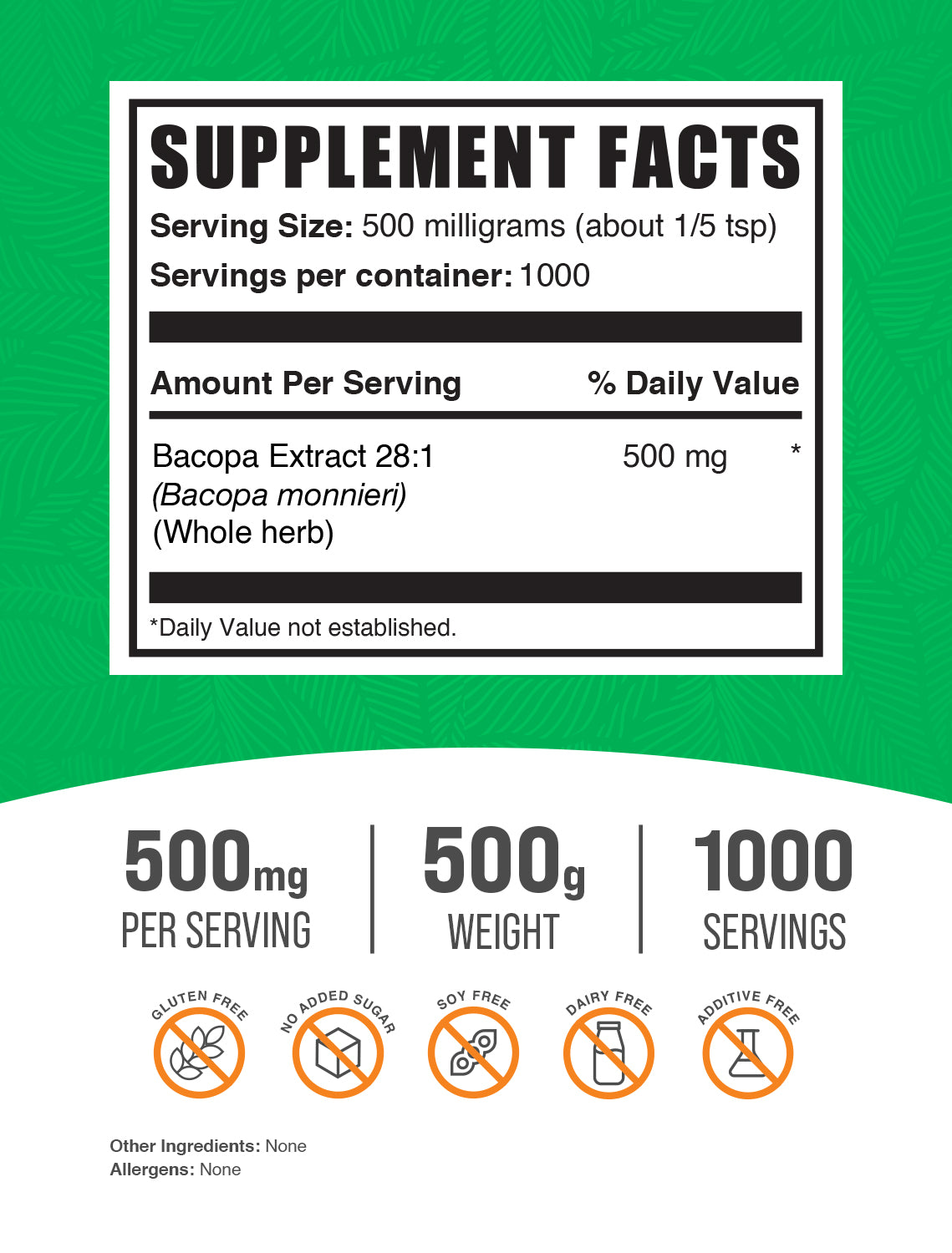 Bacopa Extract 500g label