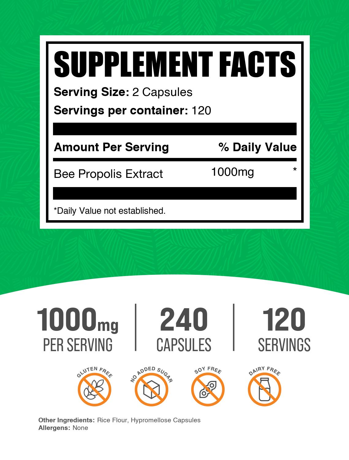 Bee Propolis Extract Capsules 240ct Label
