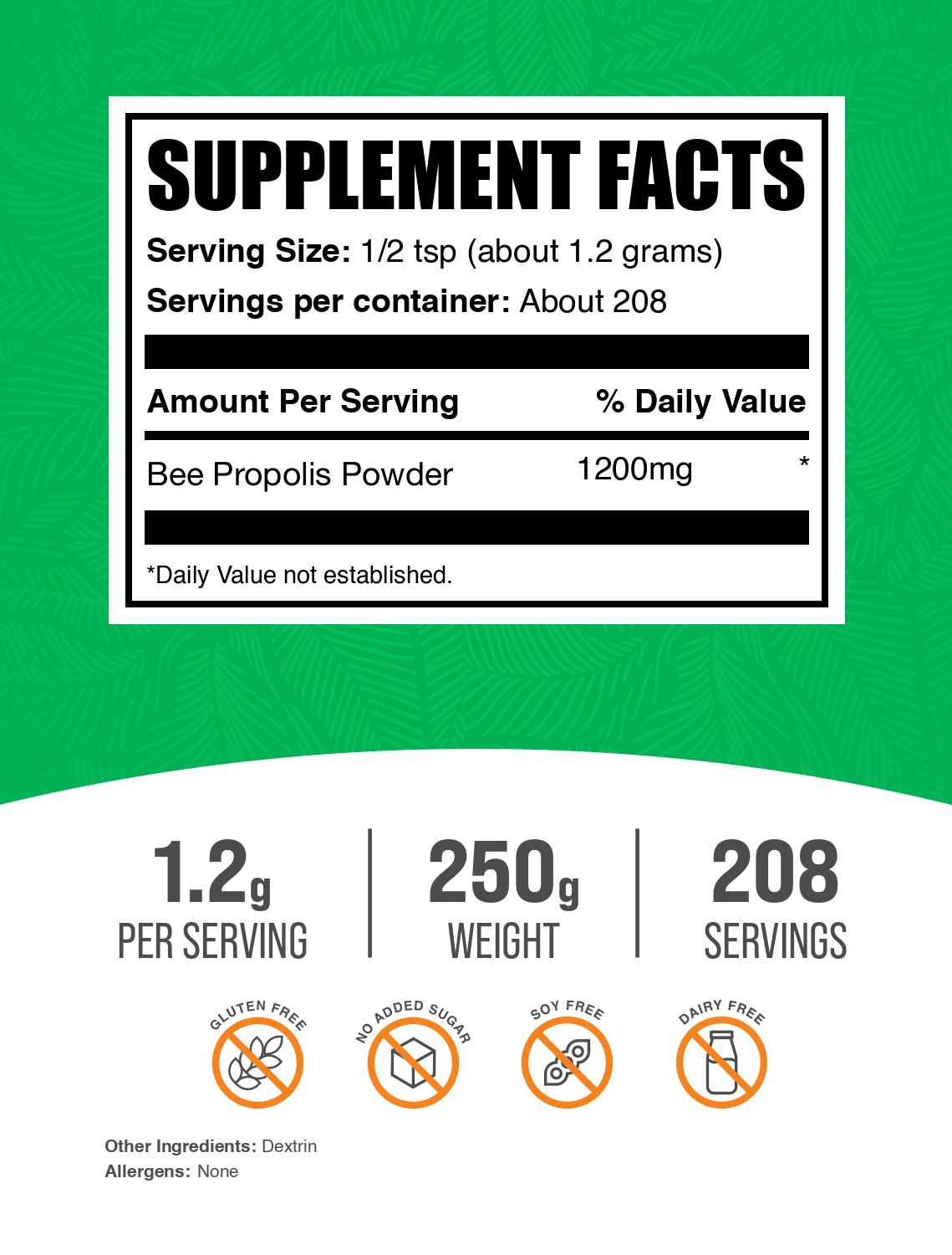 Bee Propolis Powder 250g Label