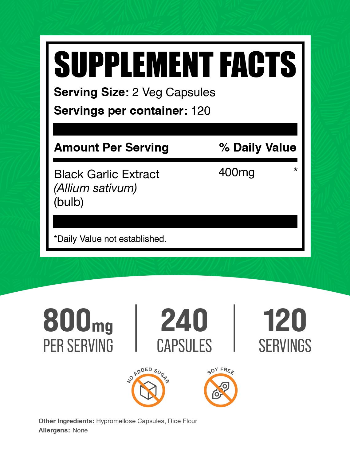 Black Garlic Extract Capsules 240ct Label