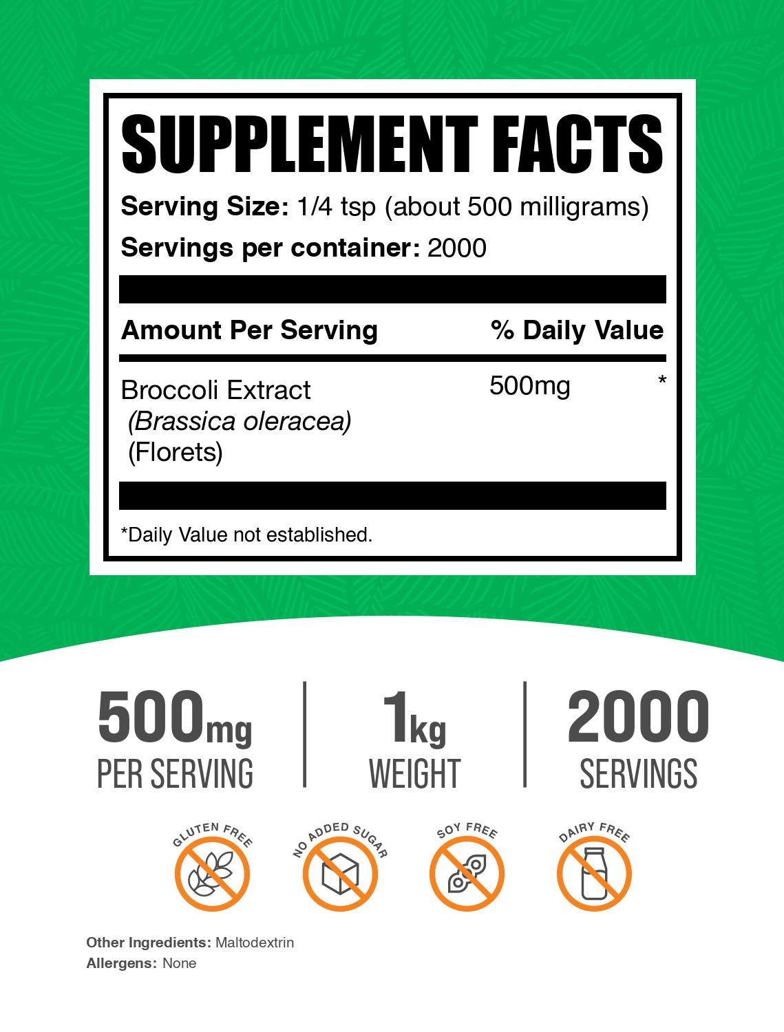 Broccoli extract powder label 1kg