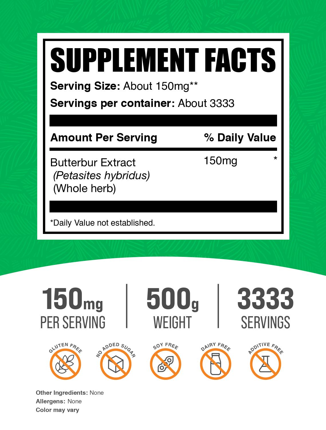 Butterbur Extract Powder 500g Label 