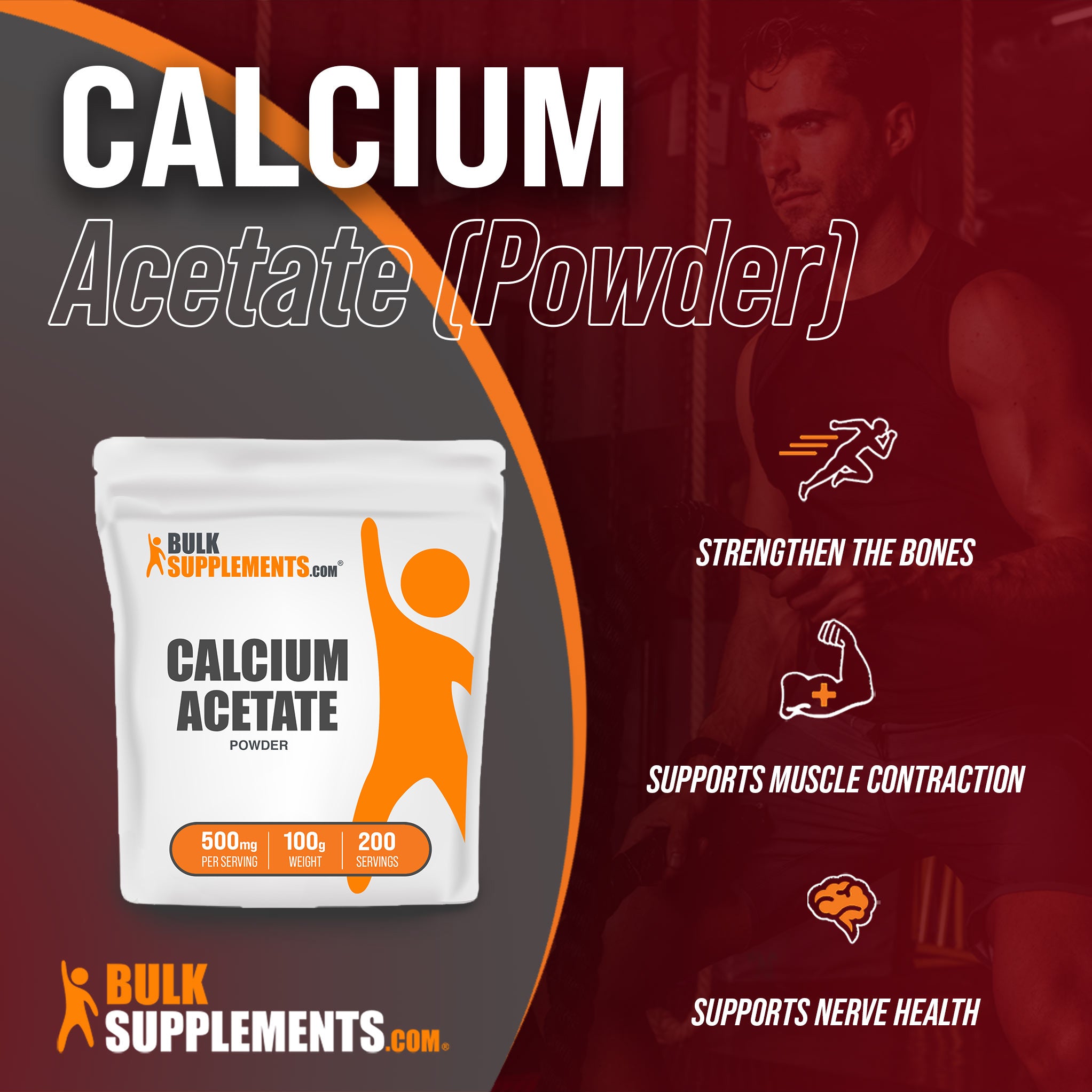 Benefits of our 100g Calcium Supplement; strengthens the bones, supports muscle contraction, supports nerve health