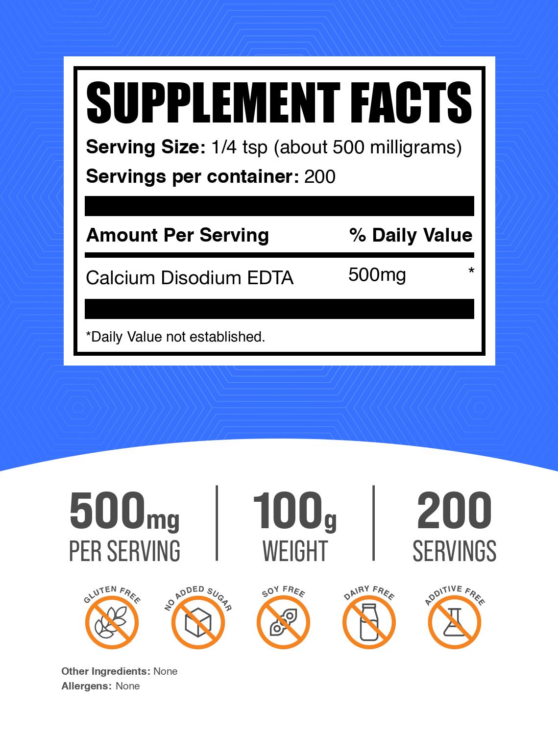 Calcium disodium EDTA powder label 100g