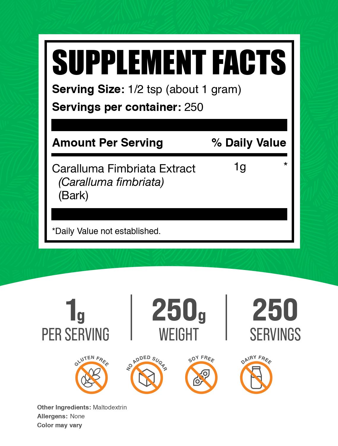 Caralluma Fimbriata Extract Powder 250g Label