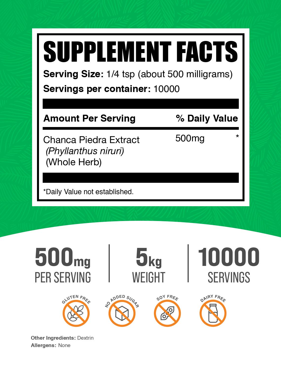 Chanca piedra extract powder label 5kg