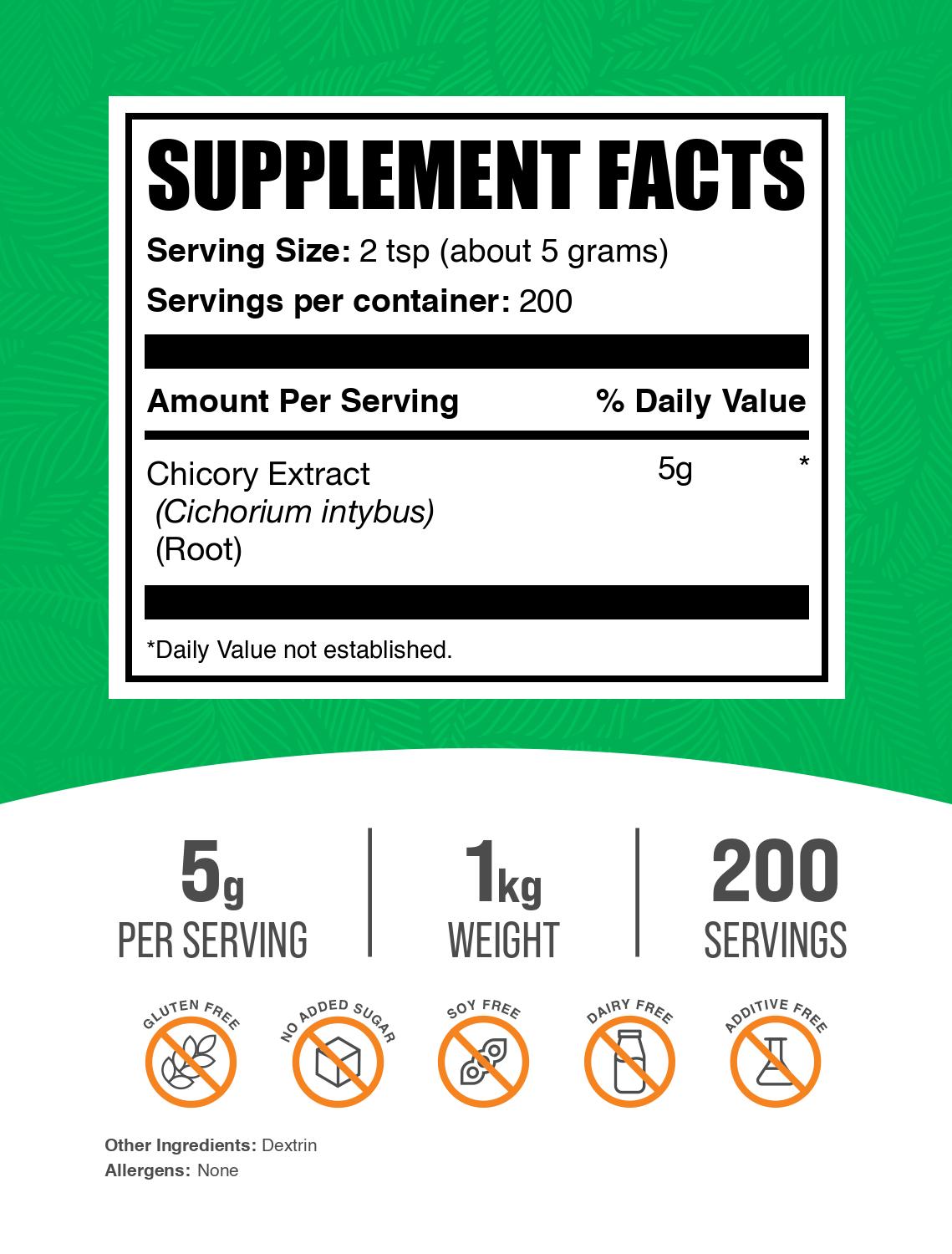 Chicory root extract powder label 1kg