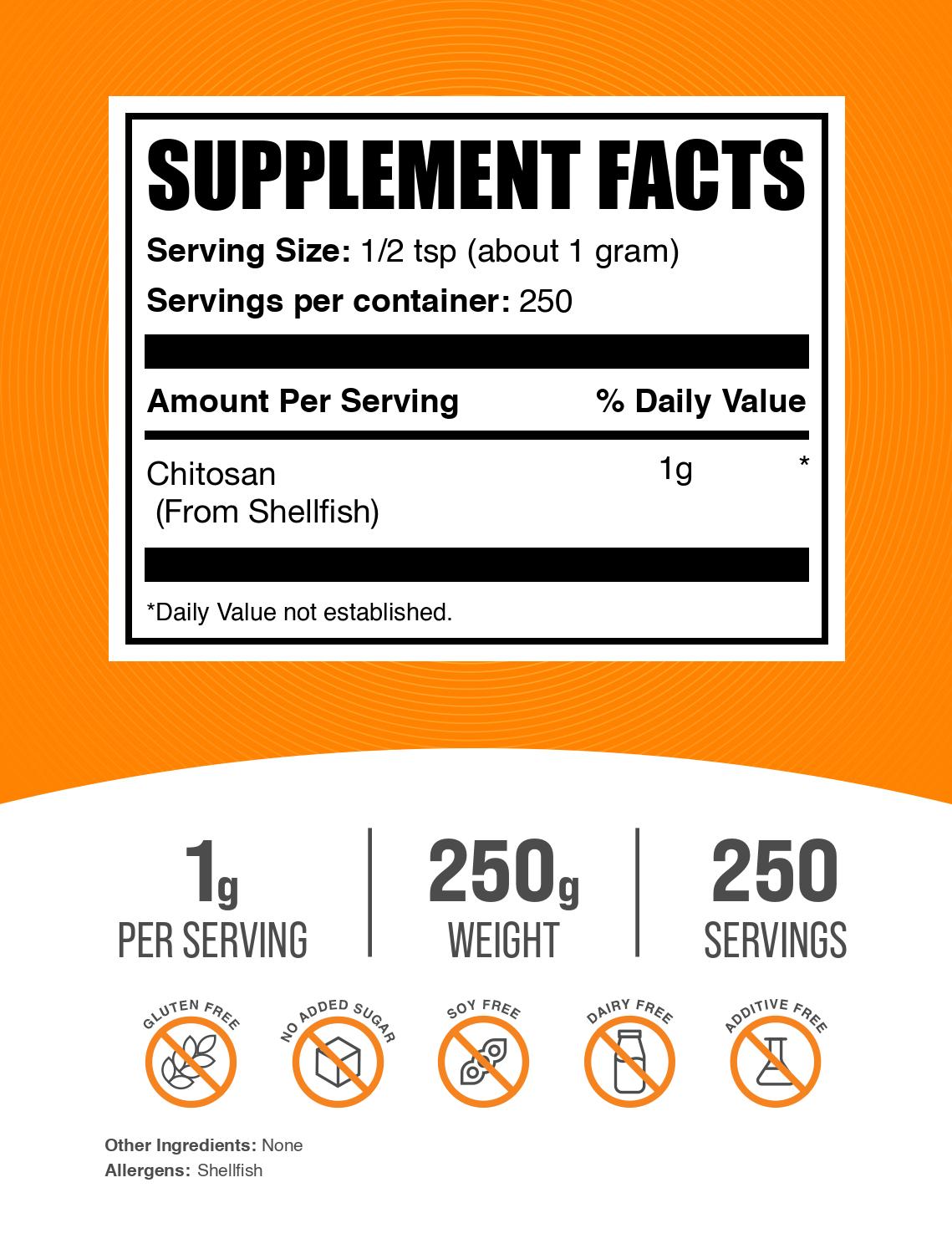 Chitosan powder label 250g