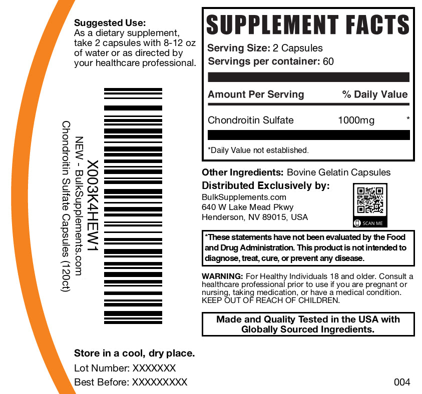Chondroitin sulfate 120 capsules label