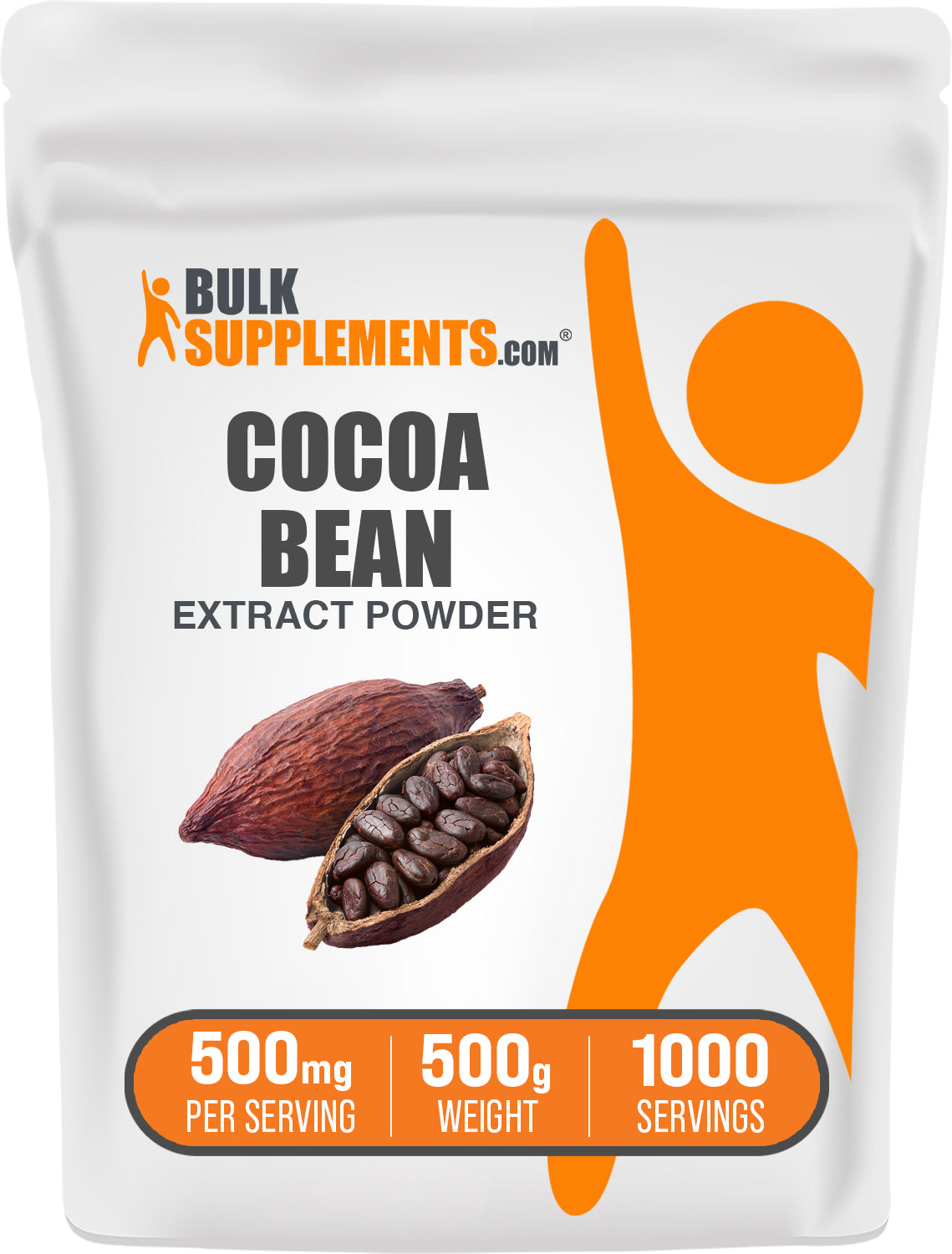 BulkSupplements.com Cocoa Bean Extract Powder 500g bag image