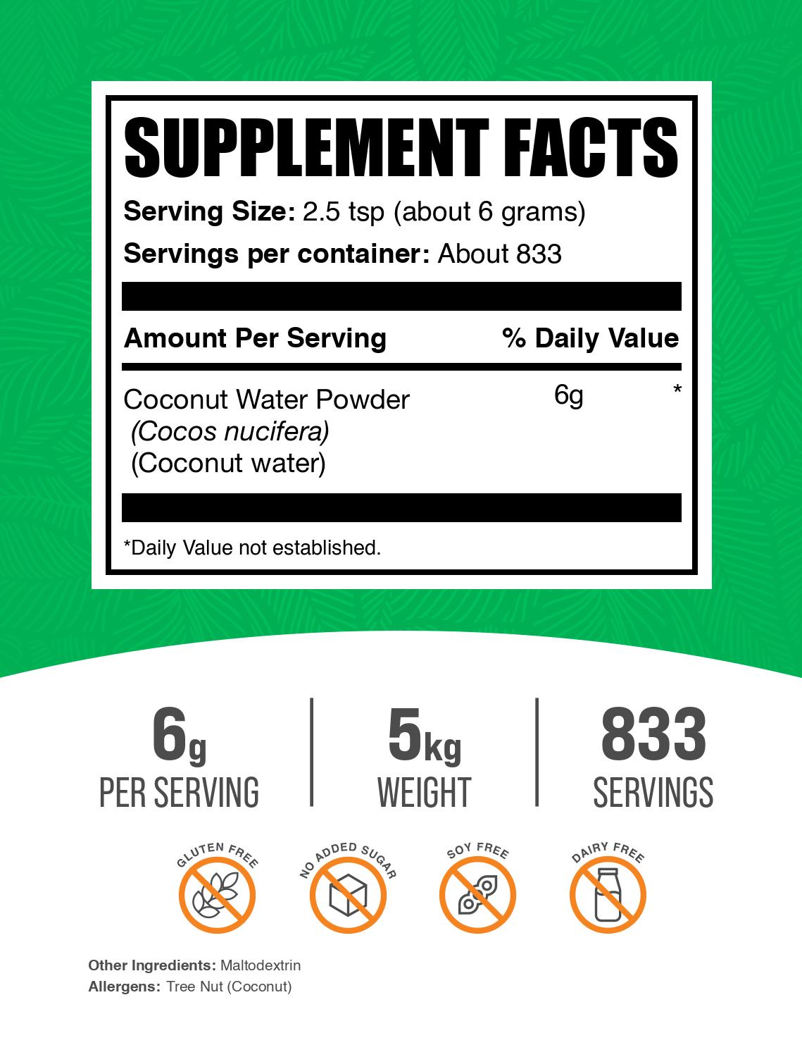 Coconut water powder label 5kg