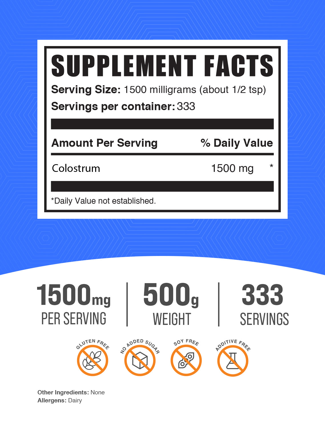 Colostrum powder label 500g