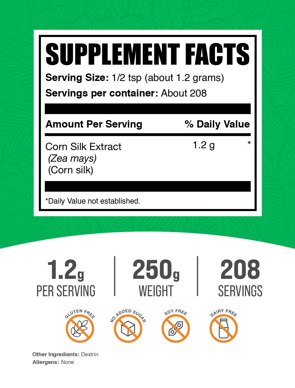 Corn silk extract powder label 250g