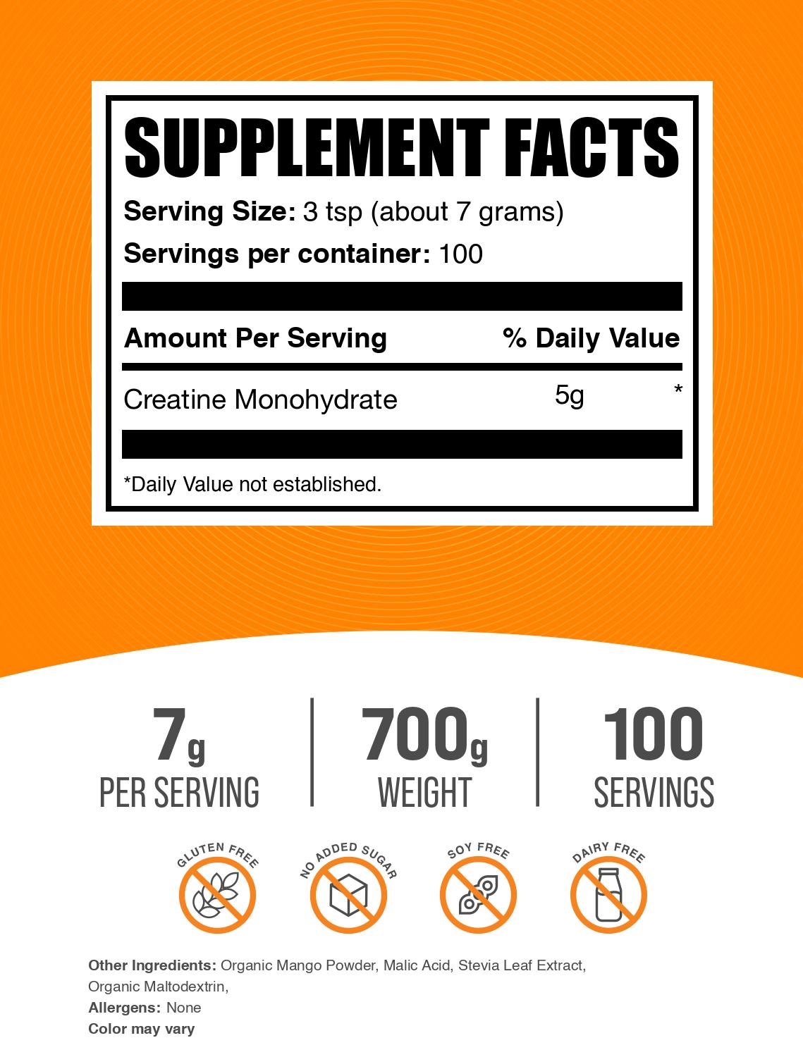 Creatine Monohydrate Mango Tango Label