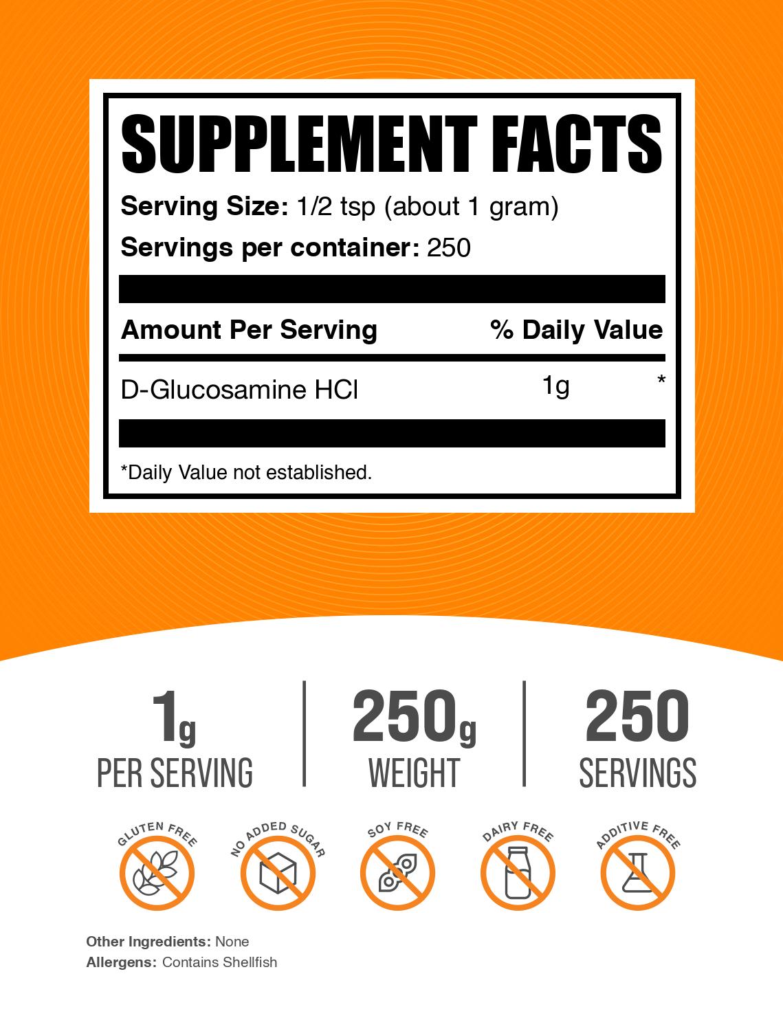 D-Glucosamine HCl powder label 250g